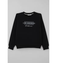 Breeze Erkek Çocuk Sweatshirt Los Angeles Yazı Baskılı 8-14 Yaş, Siyah