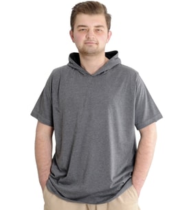 Mode XL Büyük Beden Erkek T-shirt Kapşonlu Kısa Kol 23118 Antramelanj