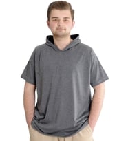 Mode XL Büyük Beden Erkek T-shirt Kapşonlu Kısa Kol 23118 Antramelanj
