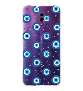 PrintiFy Reno 4  ile Uyumlu 1mm Slim Fit Nazar Boncuğu 1 Baskılı Şeffaf  Kılıf
