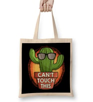 Cute & Funny Can t Touch This Cactus Pun Plant Bez Çanta Uzun Saplı