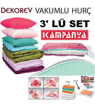 Dekorev Vakumlu Poşet 3'Lü Set Vakumlu Hurç Vakumlu Torba 3 Adet Birden Vakumlu Hurç Yorgan Hurcu