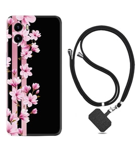 Vivo Y15S Y32 Y33S Y51 Y53S Kılıf Boyun Askılı Silikon Pink Flowers 3 1393