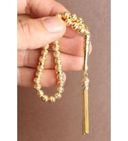 Erkek Tesbih Bilek Boyu Yuvarlak Gold 925 Ayar Gümüş Tesbih