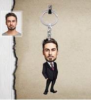 Kişiye Özel Patron Karikatürlü  Ahşap Anahtarlık Bay-6-Eco
