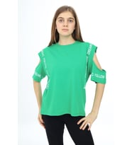 Kız Çocuk Omuzları Açık T-Shirt 9-14 Yaş px017 ANGELOS GIRLS (Fıstık Yeşili)