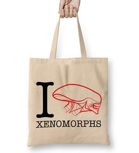 Alien I Heart Xenomorphs Bez Çanta Uzun Saplı