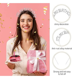 Kristal Taşlı Gümüş Renk İt&Amp;#39;S My Birthday Yazılı Doğum Günü Parti Tacı 14X16 Cm