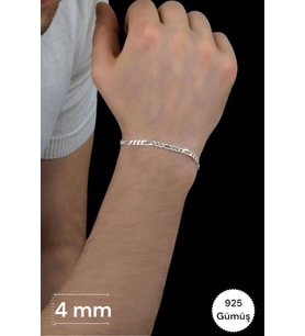 925 Ayar Gümüş Figaro Bileklik, 4 mm Gümüş Bileklik