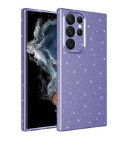 Lexroo Galaxy S22 Ultra Kılıf Kamera Korumalı Simli Lüks Koton Kılıf - Mor