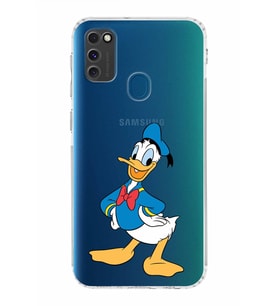 Samsung Galaxy M21  Kamera Korumalı Kapak Donald Duck Tasarımlı  Şeffaf  Kılıf