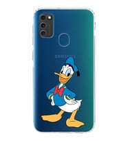 Samsung Galaxy M21  Kamera Korumalı Kapak Donald Duck Tasarımlı  Şeffaf  Kılıf