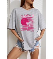 Unisex Surf Session Tasarım Tshirt (Gri)