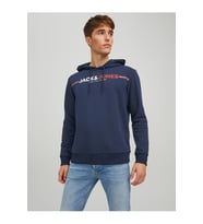 Jack & Jones Erkek Fit Kapüşonlu Sweatshirt Frederik - 12219814-02 (Lacivert)