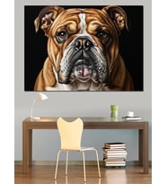 Bulldog Köpek Baş Portresi Dekoratif Kanvas - Mdf Ahşap Tablo