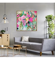 TABLOLIFE Abstract Flowers Yağlı Boya Dokulu Tablo 100X100,Çerçeve;Çerçevesiz