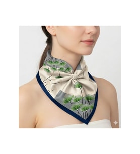 Tarzını Seç Lacivert Ginkgo Fular / Bandana / Aksesuar 48x48 cm