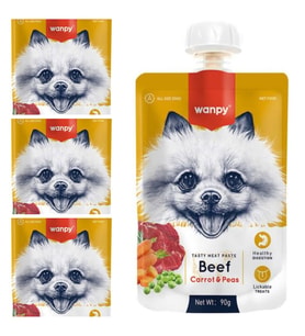 Wanpy Taze Sığır Etli Havuçlu Köpek Et Ezmesi Köpek Ödülü 90 gr. X 4 Adet