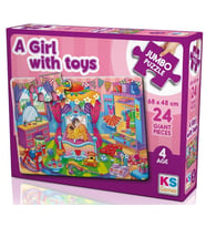 KS Games 24 Parça Oyuncaklarla Oynayan Kız Çocuk 24 Parça Jumbo Puzzle - 31010 - 4 Yaş Üzeri