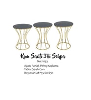 Brc 17528 Zigon KUMSAAT ŞIK Düz Siyah Temper Cam Metal GOLD Renk Kaplam El Yapım