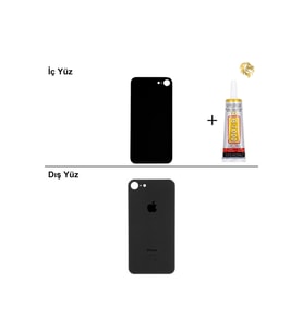 iPhone 8 Uzay Grisi Arka Kapak Arka Cam Batarya Kapağı Lazer Kesim Kapak Pil Kapağı + B-7000 Yapıştırıcı