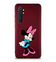 Xiaomi Mi Note 10 Lite Soft Premier Kapak Minnie Mouse-F Tasarımlı Silikon Kılıf - Mürdüm (Şeffaf)