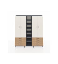 Hyperion Dolap 10 Raflı 8 Çekmeceli 2 Askılı 220x44x243 Antrasit-Aytaşı/Çam