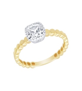 Diamond Line-Gülaylar Sarı Beyaz Altın 14 Ayar Baget Taşlı Yüzük