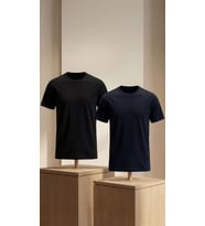 Premium %100 Organik Pamuk 2'li Siyah-Lacivert Basic Slimfit Erkek Tişört