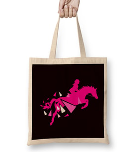 Horse Girl Riding Equestrian Sport Saddle Horseshoe Stable Bez Çanta Uzun Saplı
