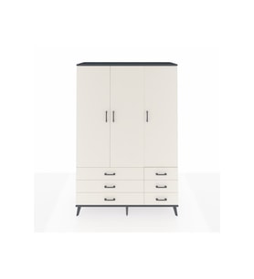 Hyperion Gardrop 5 Raflı 6 Çekmeceli Tek Askılı 132x44x195 Antrasit-Aytaşı