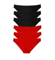 6 adet Süper Eko Set Likralı Kadın Slip Külot Siyah Kırmızı