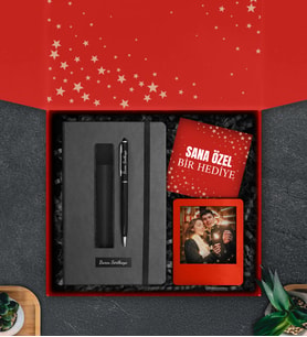 Kişiye Özel Defter & Deri Kılıflı Touch Pen Kalem & Çerçeve Hediye Seti