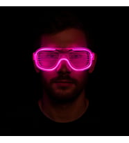 Pembe Led Işıklı Parti Gözlüğü - Neon Glow Şerit Gözlük 3 Modlu