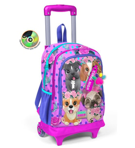 Coral High Işıklı Tekerlekli Pembe Köpek Çekçek Okul Çantası - Kız Çocuk