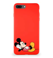 Apple iPhone 7 Plus Soft Premier Kapak Mickey Mouse-F Tasarımlı Silikon Kılıf - Kırmızı (Şeffaf)