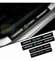 Skoda Fabia Logo Karbon Kapı Eşiği Koruma Araba Etiket Oto Sticker Yapıştırma 4 Parça