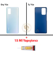 Xiaomi Redmi Note 10 Pro Buz Mavisi Arka Pil Kapağı Batarya Kapağı Lazer Kesim + B-7000 Yapıştırıcı