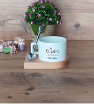 Eczane Teknikeri Kupa Bardak Kısa Ahşap Altlıklı Kaşıklı Tıp Bayramı Hediyesi