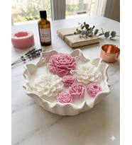 Mumelia Zen Bahçesi - Doğal Soya Taştozu Tabaklı Tasarım Mum - Pembe