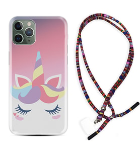 Apple iPhone 11 12 13 14 Pro Max Kılıf Boyun Asklı Rasta Silikon Sweety Unicorn 1737