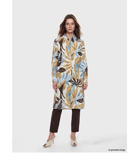 LCW Modest Kahverengi Desenli Poplin Kadın Gömlek Tunik