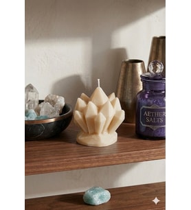 Buz Kristali 3'lü Mum - Mumelia Candles Doğal Soya, El Yapımı, Dekoratif - Krem