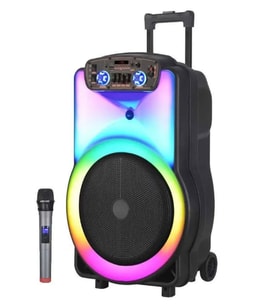 NDR Y-12 Full RGB Panel 40 WATT Taşınabilir Büyük Boy Bluetooth Mikrofonlu Hoparlör Ses Sistemi (Siyah)