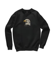 Kartal Nakışlı Şardonsuz 3 İplik Unisex Sweatshirt  Siyah (K.Siyah)