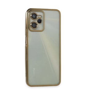 Realme C35 Kılıf Kamera Korumalı Lensli Silikon - Gold