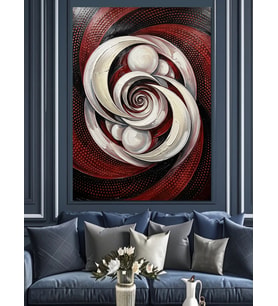 Siyah Beyaz Spiral Soyut Desen Dekoratif Kanvas - Mdf Ahşap Tablo