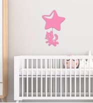 BK Gift Kedi Tasarımlı Çocuk Odası Ahşap Duvar Süsü-2 (Beyaz)