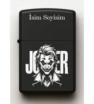 Joker Desenli Kişiye Özel İsimli Siyah Benzinli Metal Çakmak 3