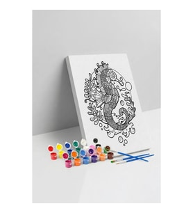 Denizatı Desenli Mandala Tuval Boyama Seti 40x50 cm